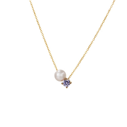 DPM 'Birthstone Series' European and American Versatile Necklace, Clavicle Chain, Single Pearl Zircon Pendant Necklace