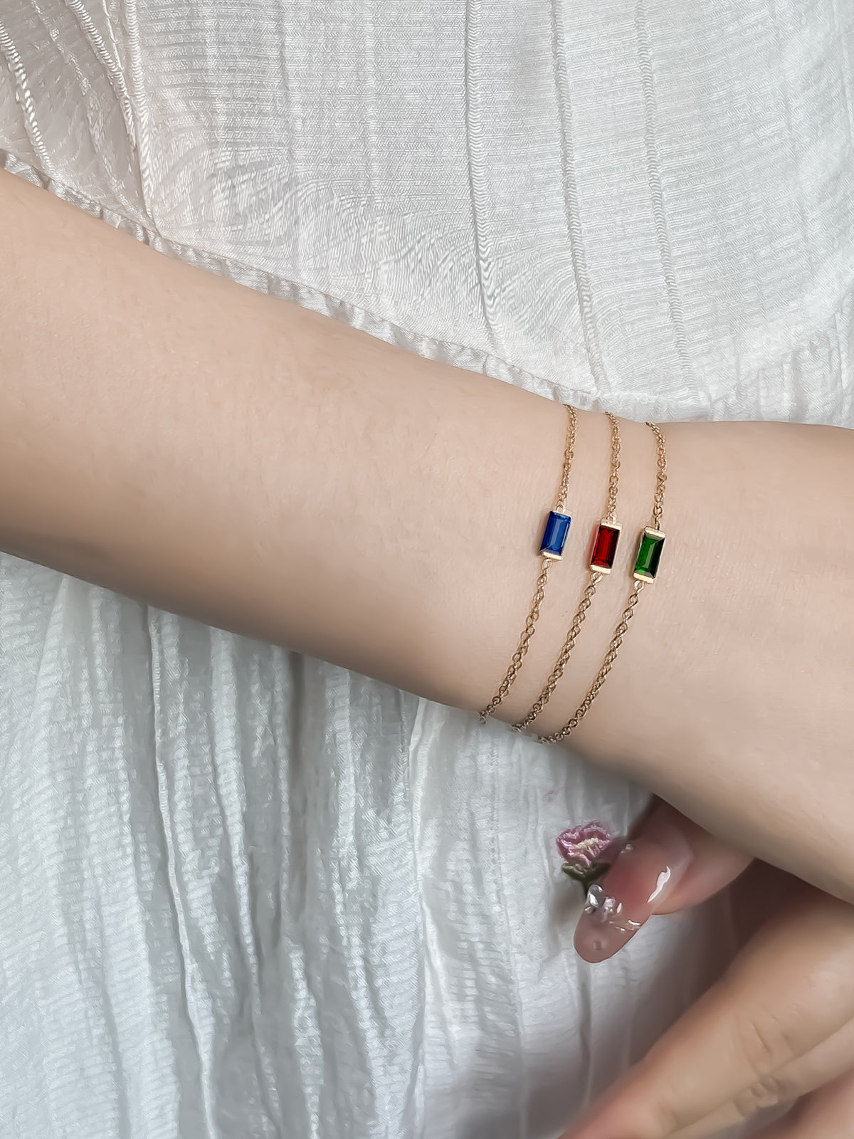 St.delan square titanium steel bracelet for women, new light luxury, niche, exquisite colorful crystal zircon bracelet