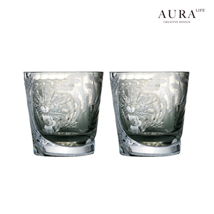 AURA'S Edo Kiriko Master Tiger Hand-Cut Crystal Glass Whiskey Glass High-End Gift