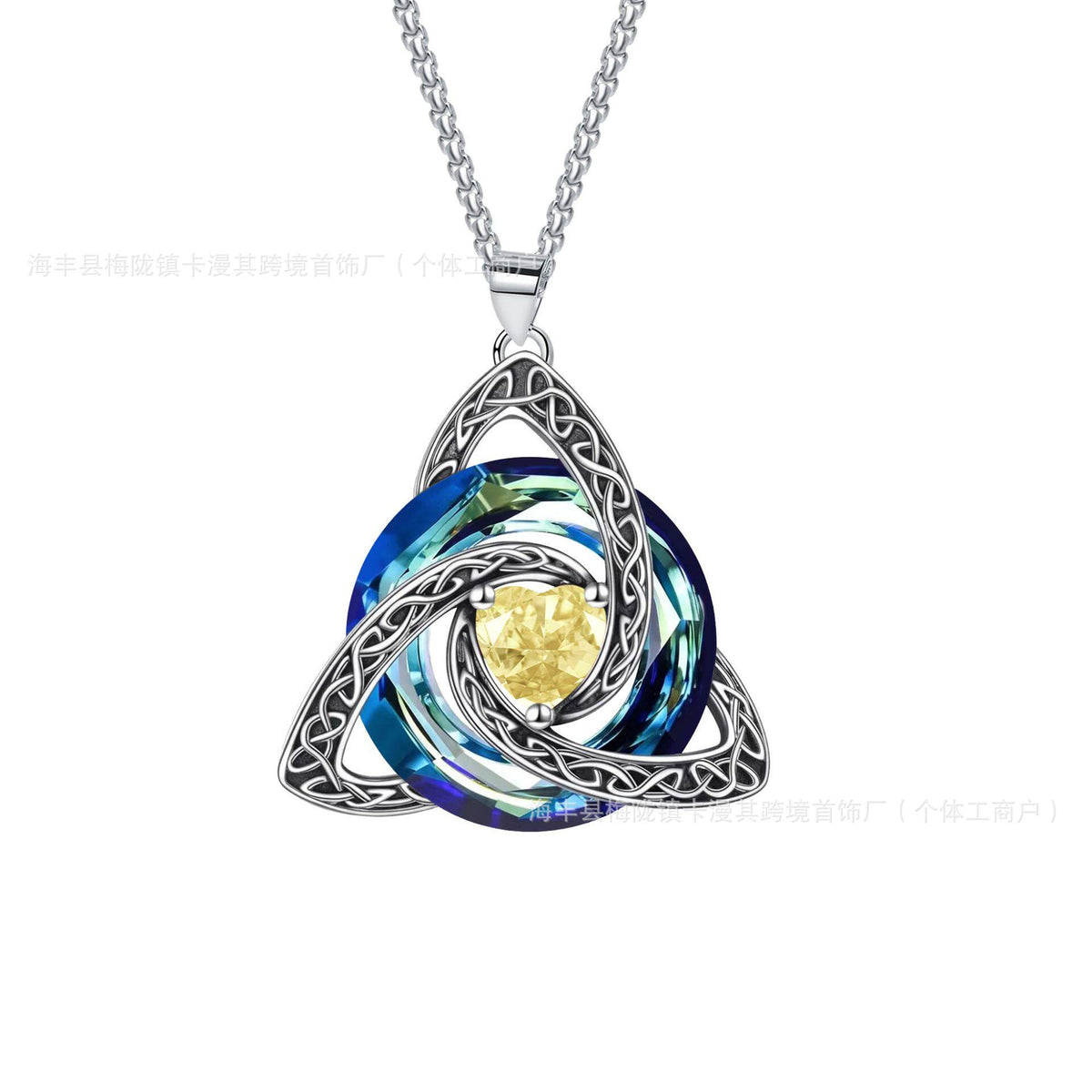 Cross-border bestseller 12 birthstone Celtic knot necklace, light luxury high-end birthstone pendant, Amazon collarbone chain