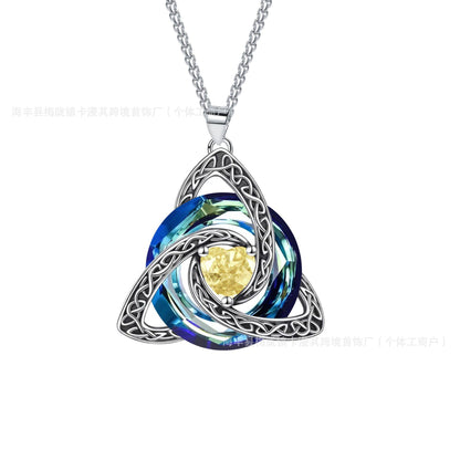 Cross-border bestseller 12 birthstone Celtic knot necklace, light luxury high-end birthstone pendant, Amazon collarbone chain