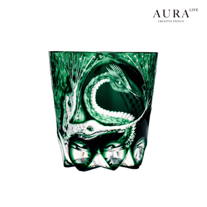 AURA'S Edo Kiriko Master High-end Hand-Carved Crystal Glass Whiskey Glass Year of the Snake Gift Cup