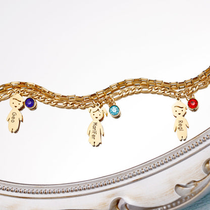 Independent station new stainless steel double-layer bracelet women's niche birthstone DIY lettering doll bracelet jewelry gift