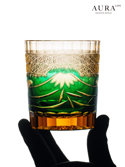 AURA'S Mt. Fuji Edo Kiriko hand-carved glass wine glasses premium whisky wine glasses gift box
