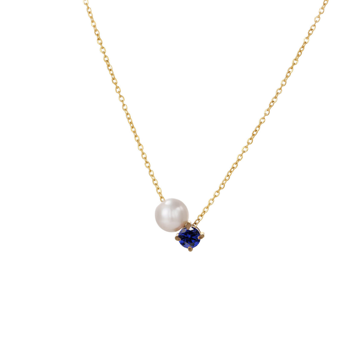 DPM 'Birthstone Series' European and American Versatile Necklace, Clavicle Chain, Single Pearl Zircon Pendant Necklace