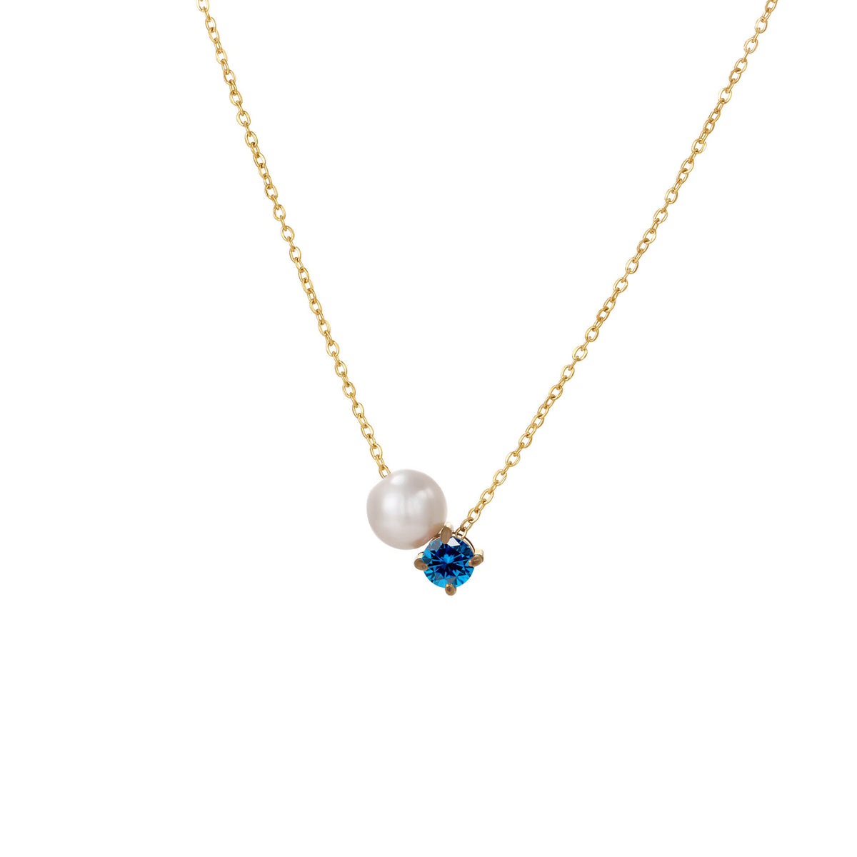 DPM 'Birthstone Series' European and American Versatile Necklace, Clavicle Chain, Single Pearl Zircon Pendant Necklace