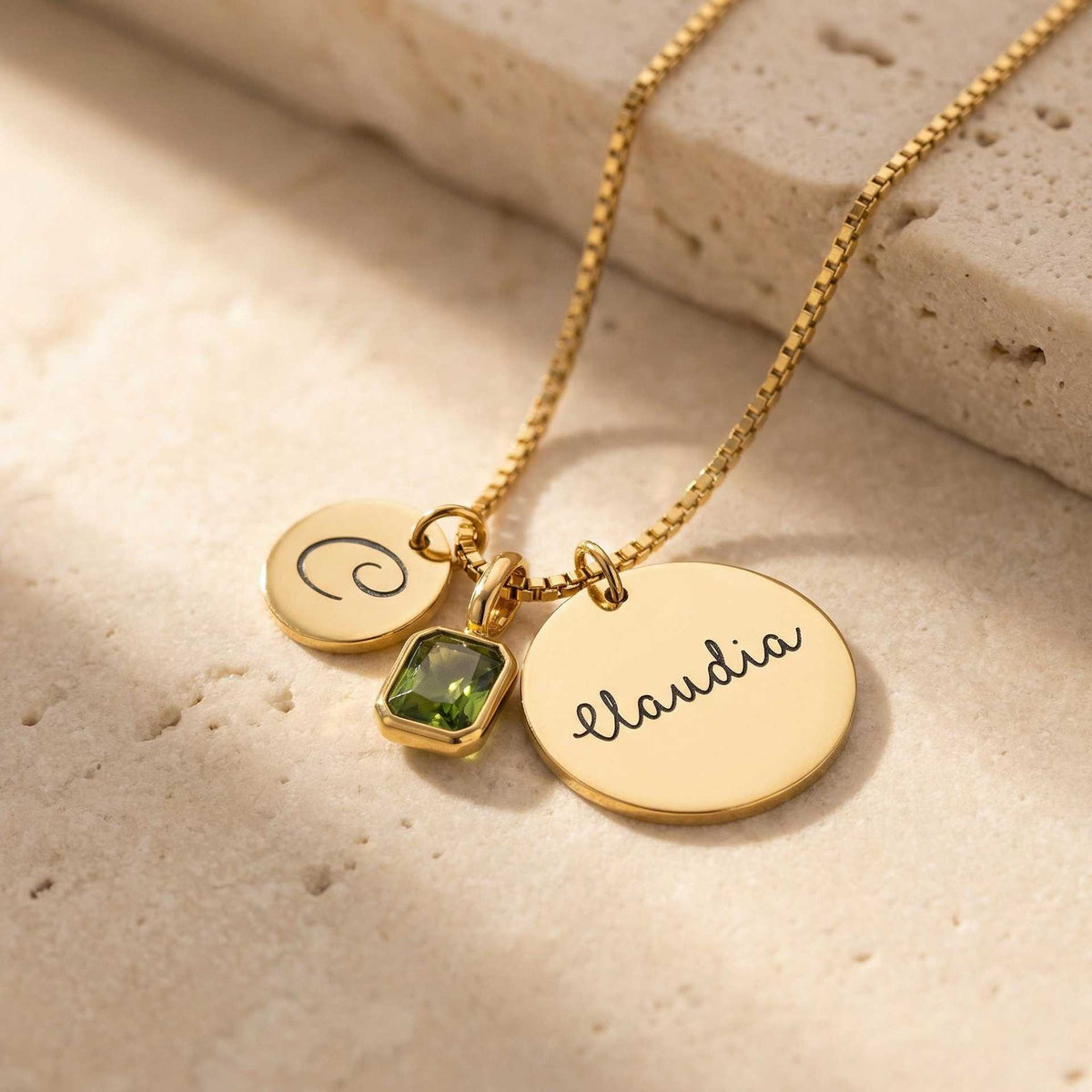 European and American zodiac zodiac birth stone necklace, personalized custom letter clavicle chain, cross-border INS style custom pendant