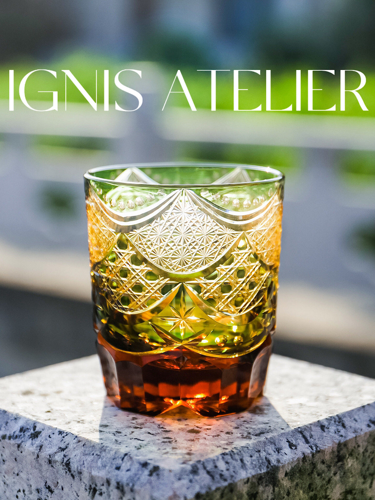 IGNIS ATELIER Japanese Edo Kiriko Hand-Carved Hand-Crystal Glass Whiskey Whiskey Glass