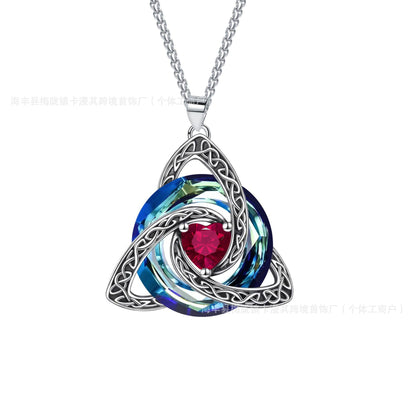 Cross-border bestseller 12 birthstone Celtic knot necklace, light luxury high-end birthstone pendant, Amazon collarbone chain