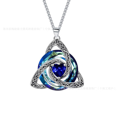 Cross-border bestseller 12 birthstone Celtic knot necklace, light luxury high-end birthstone pendant, Amazon collarbone chain