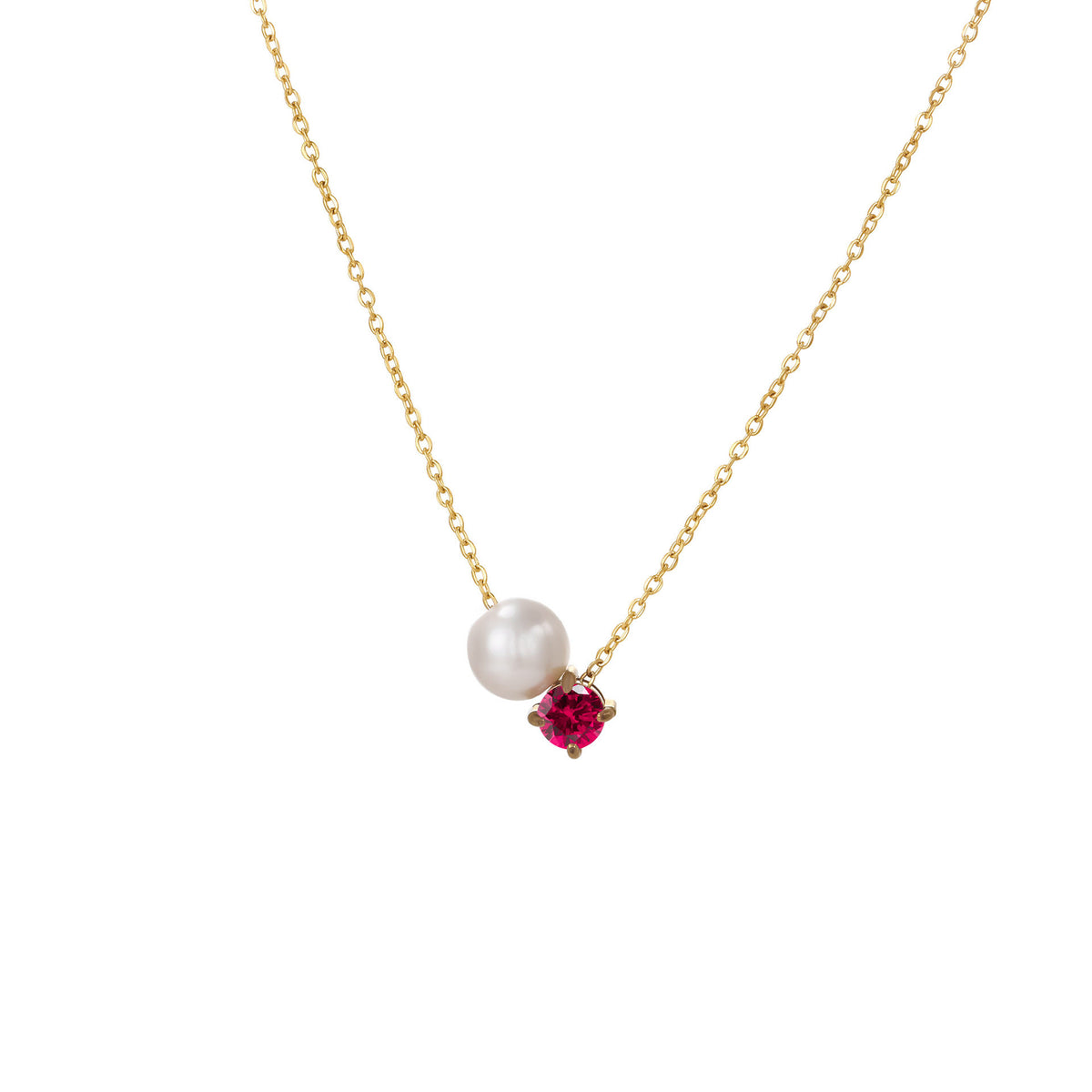 DPM 'Birthstone Series' European and American Versatile Necklace, Clavicle Chain, Single Pearl Zircon Pendant Necklace