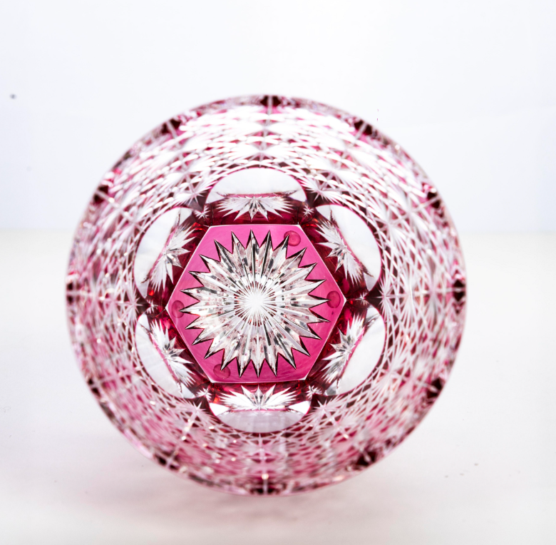 Edo Kiriko blue daisy crystal glass high-end hand-carved whiskey glass sake gift glass