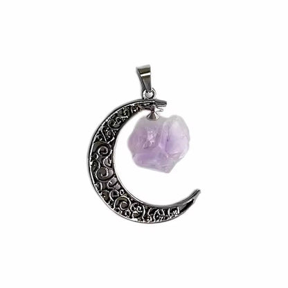 Positive energy Crystal Pendant Amethyst Powder crystal Heart star shape Original form crystal stone - BEAR GIRL