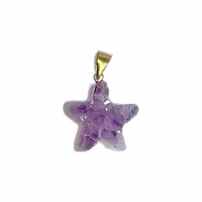 Positive energy Crystal Pendant Amethyst Powder crystal Heart star shape Original form crystal stone - BEAR GIRL