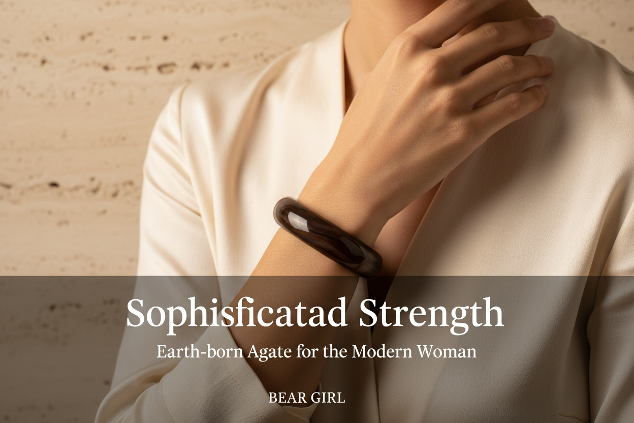 BearGirl Wrist Wearing Agate Bracelet Hero Banner