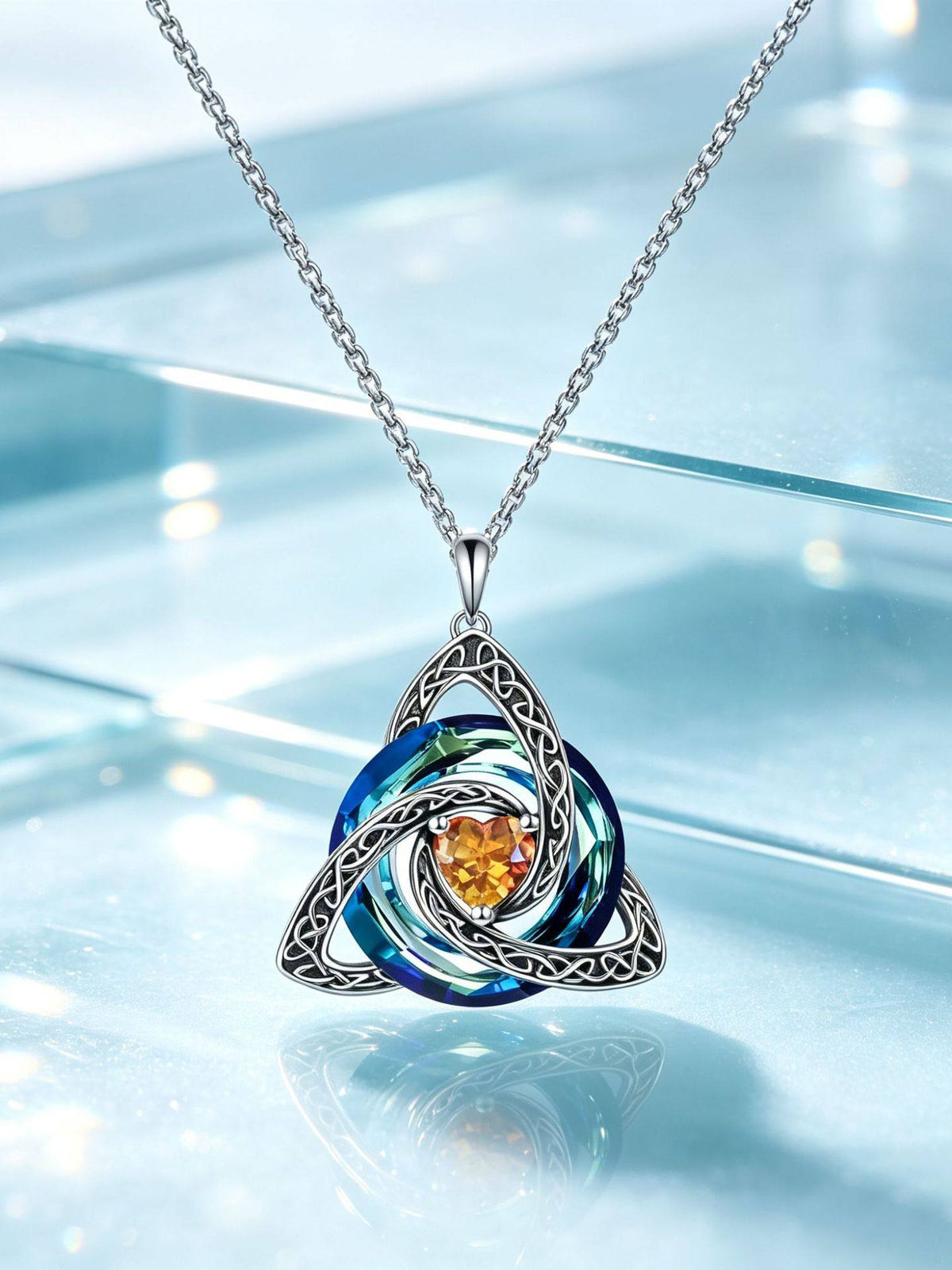 Celtic Knot Birthstone Necklace — product photograph