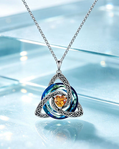 Celtic Knot Birthstone Necklace — editorial product close-up