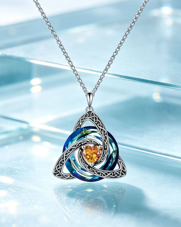 Celtic Knot Birthstone Necklace — editorial product close-up