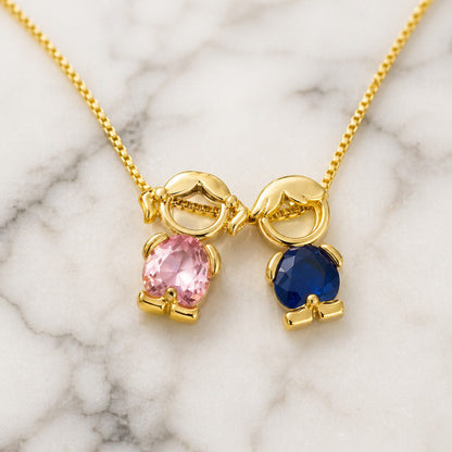 Family Heart Birthstone Charm Necklace — product photograph