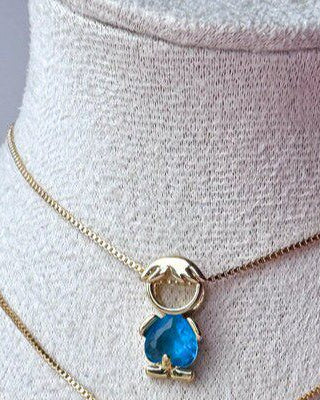 Family Heart Birthstone Charm Necklace — editorial product close-up