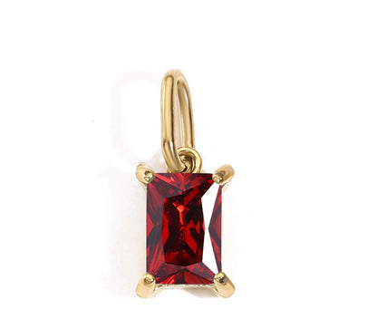 Mini Rectangle Birthstone Necklace & Initial Charms — product photograph
