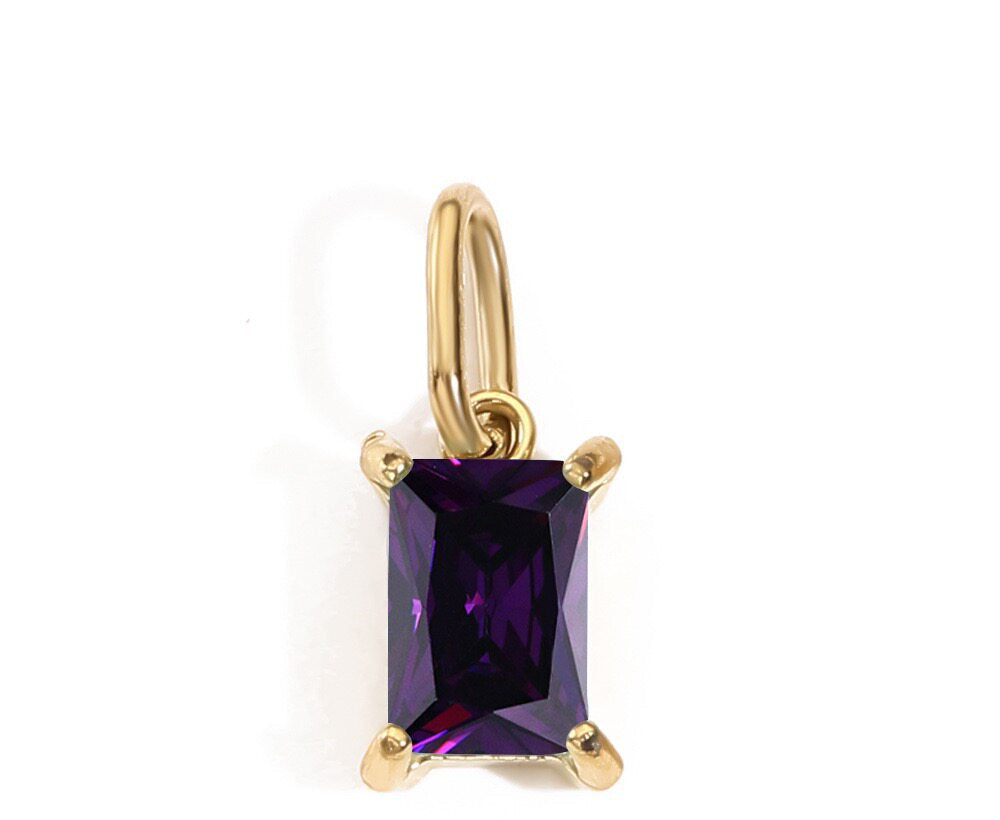 Mini Rectangle Birthstone Necklace & Initial Charms — product photograph