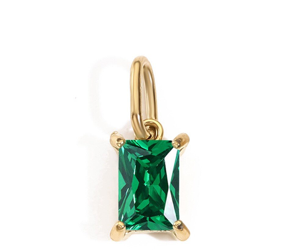 Mini Rectangle Birthstone Necklace & Initial Charms — product photograph