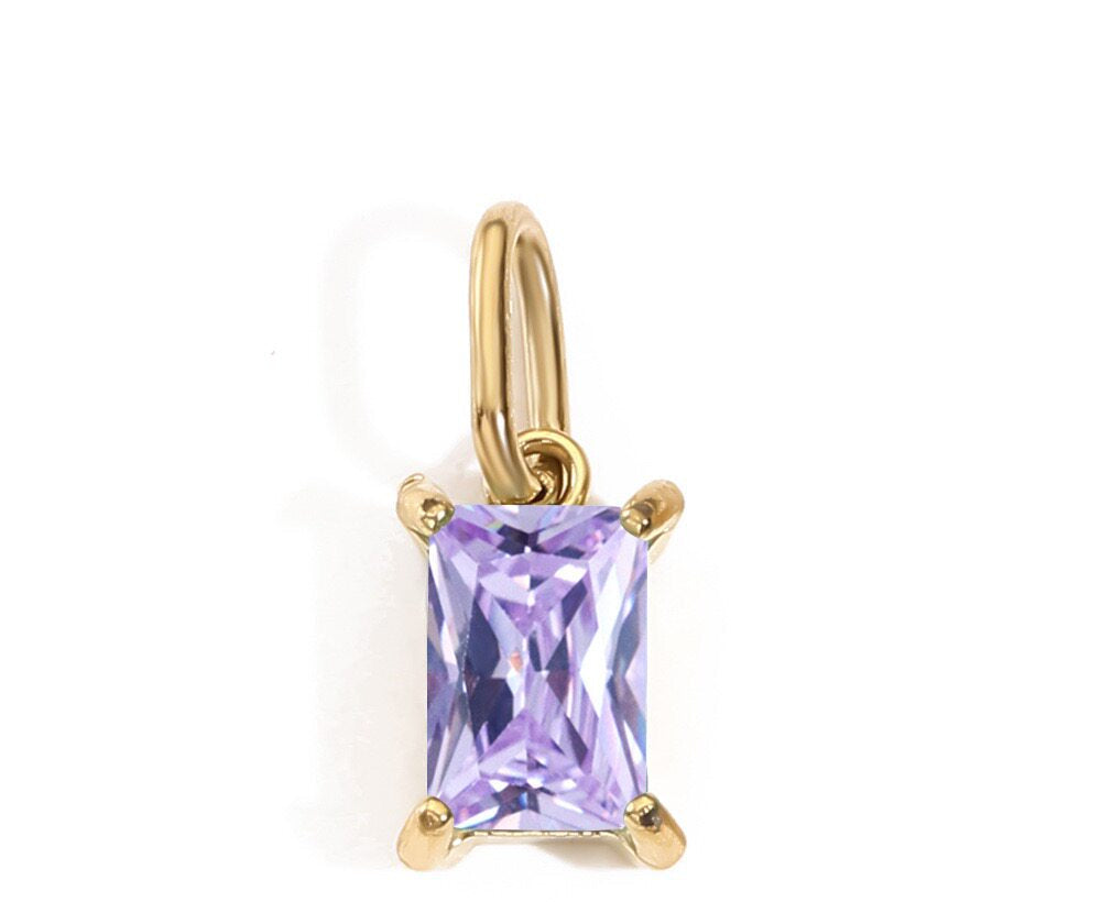 Mini Rectangle Birthstone Necklace & Initial Charms — product photograph