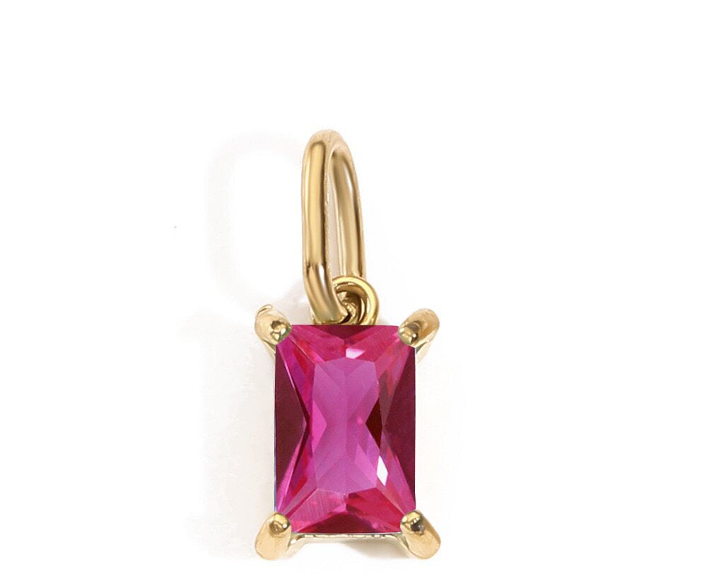 Mini Rectangle Birthstone Necklace & Initial Charms — product photograph