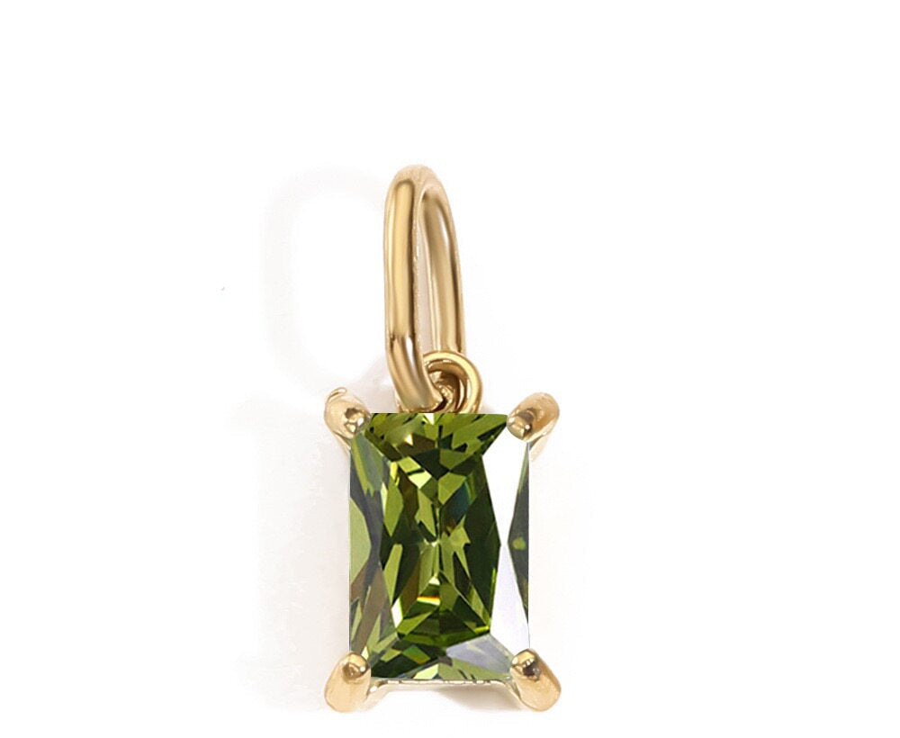 Mini Rectangle Birthstone Necklace & Initial Charms — product photograph