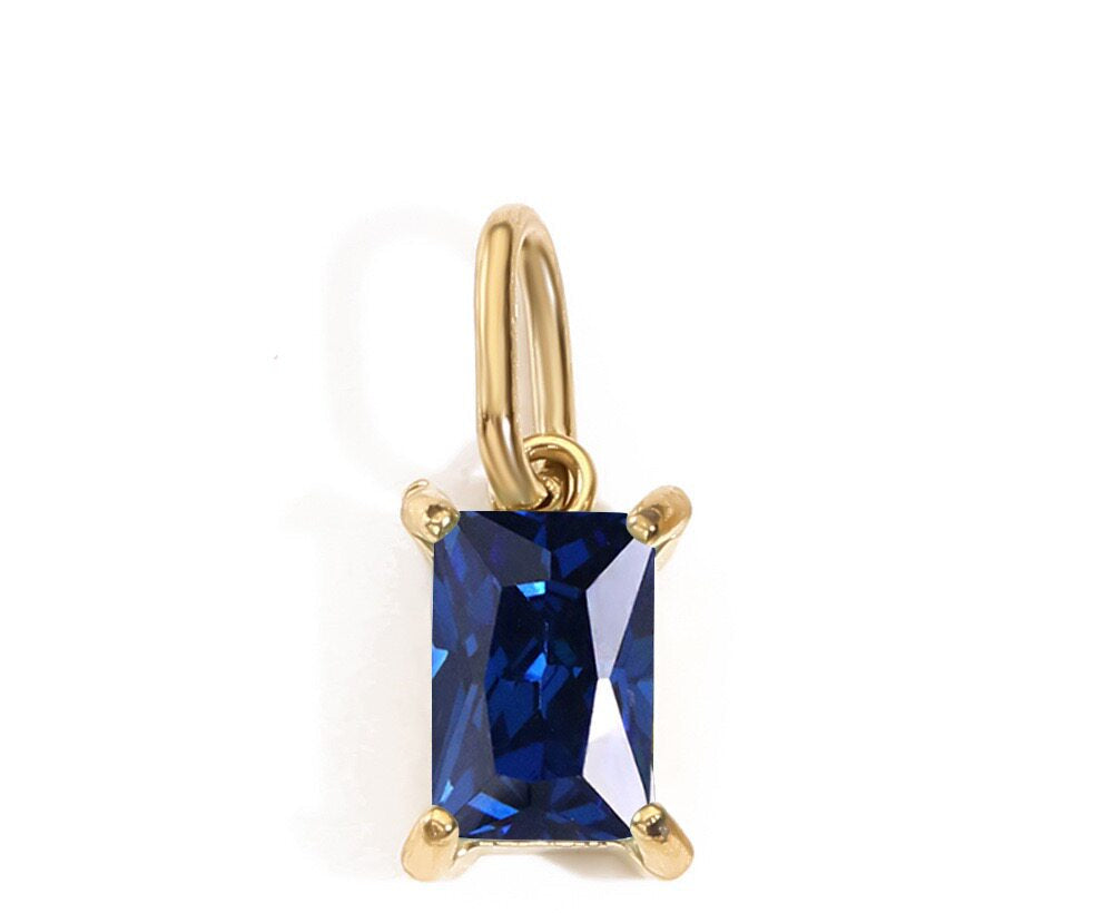 Mini Rectangle Birthstone Necklace & Initial Charms — product photograph