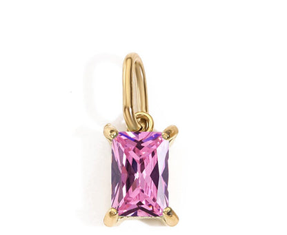 Mini Rectangle Birthstone Necklace & Initial Charms — product photograph
