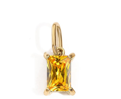 Mini Rectangle Birthstone Necklace & Initial Charms — product photograph