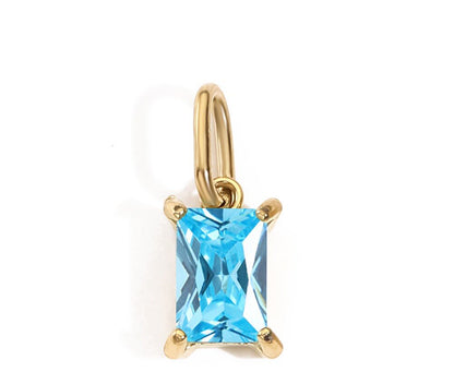 Mini Rectangle Birthstone Necklace & Initial Charms — product photograph