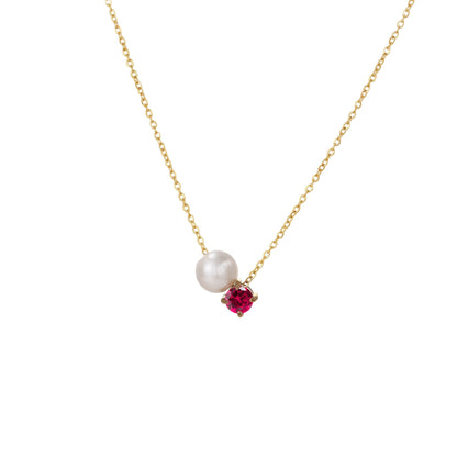 Pearl & Birthstone Necklace — product photograph