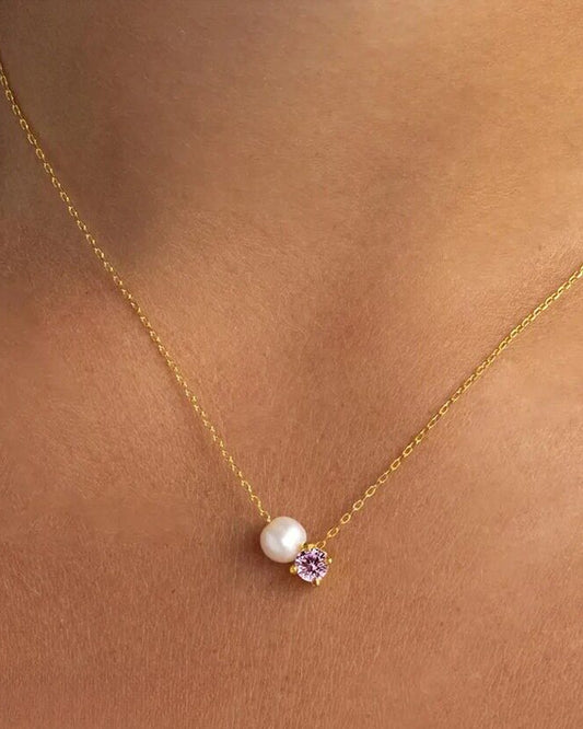 Pearl & Birthstone Necklace — editorial product close-up
