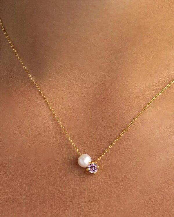 Pearl & Birthstone Necklace — editorial product close-up