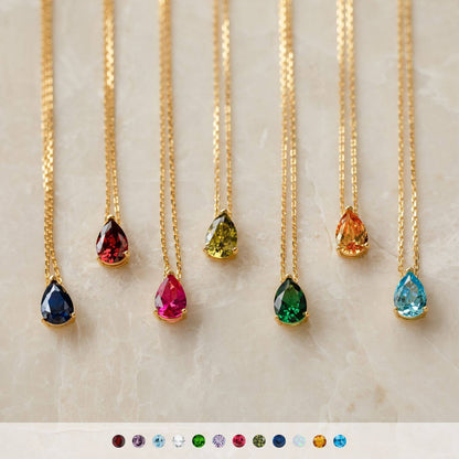 Teardrop Birthstone Necklace — product photograph