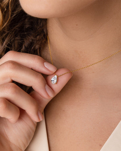 Teardrop Birthstone Necklace — editorial product close-up