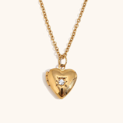 Heart Locket Birthstone Necklace — product photograph