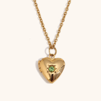 Heart Locket Birthstone Necklace — product photograph