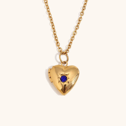 Heart Locket Birthstone Necklace — product photograph
