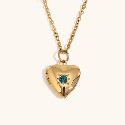Heart Locket Birthstone Necklace — product photograph