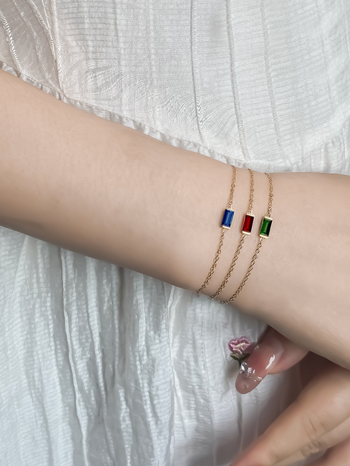 Rectangle Birthstone Bracelet — product photograph