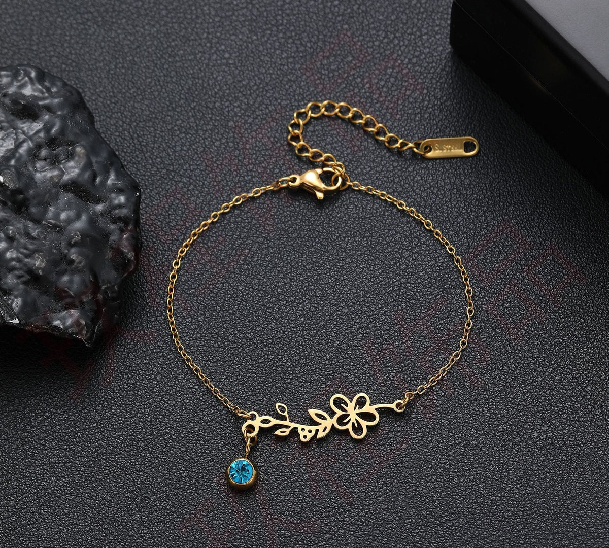 Personalized Birth Flower Bracelet — product photograph