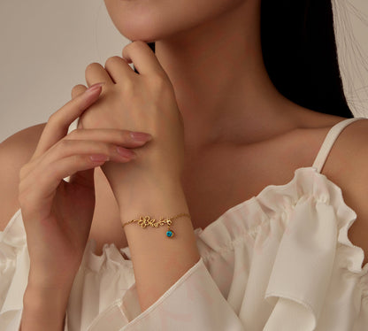 Personalized Birth Flower Bracelet — product photograph
