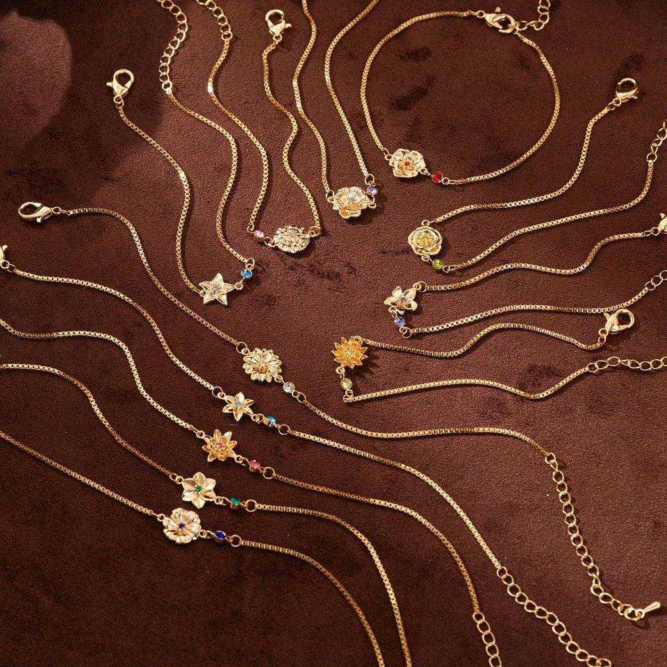 Birth Flower & Birthstone Bracelet or Necklace — product photograph