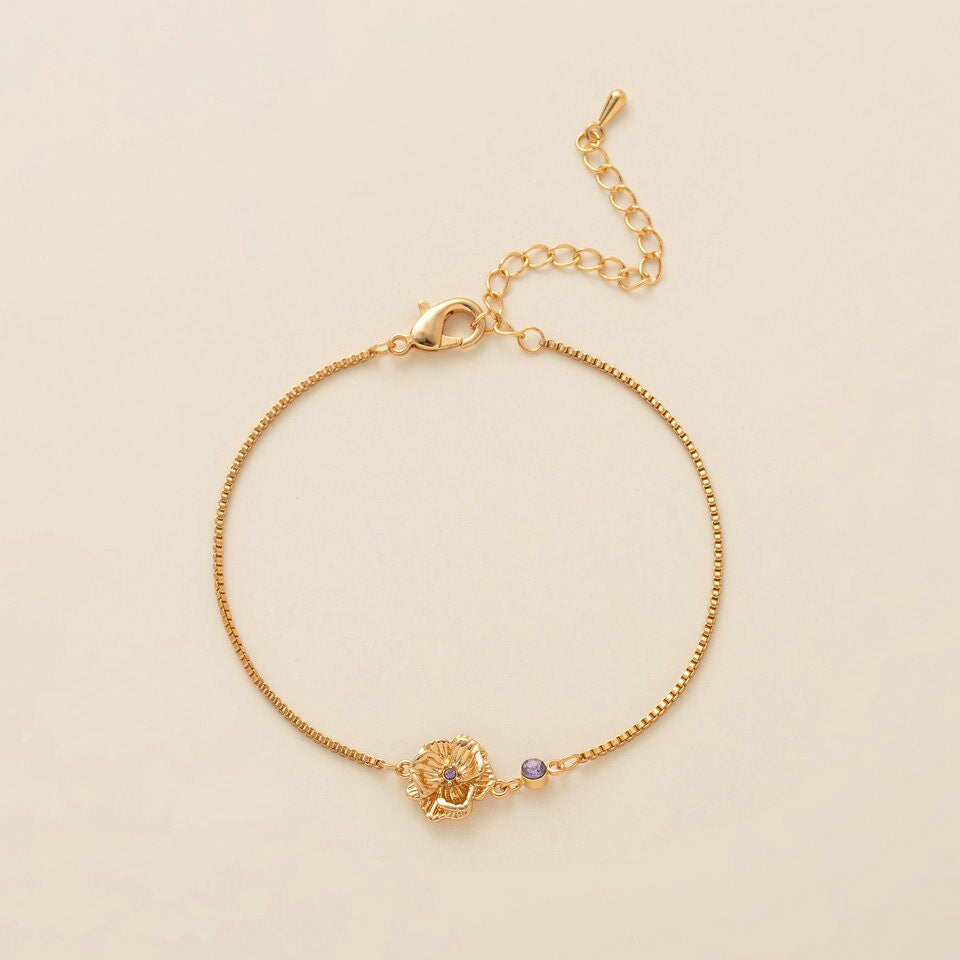 Birth Flower & Birthstone Bracelet or Necklace — product photograph
