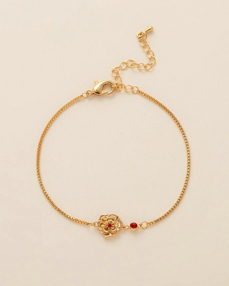 Birth Flower & Birthstone Bracelet or Necklace — editorial product close-up