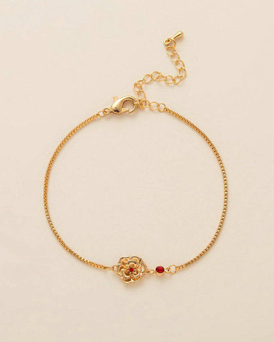 Birth Flower & Birthstone Bracelet or Necklace — editorial product close-up